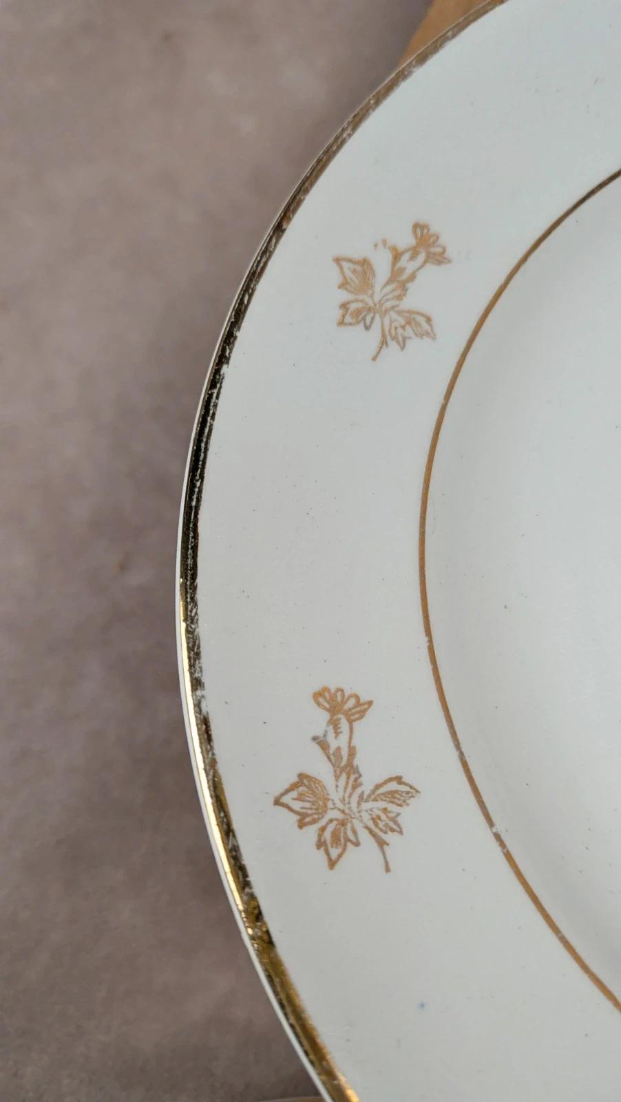 Lot de 6 assiettes à dessert anciennes L’amandinoise – dorure