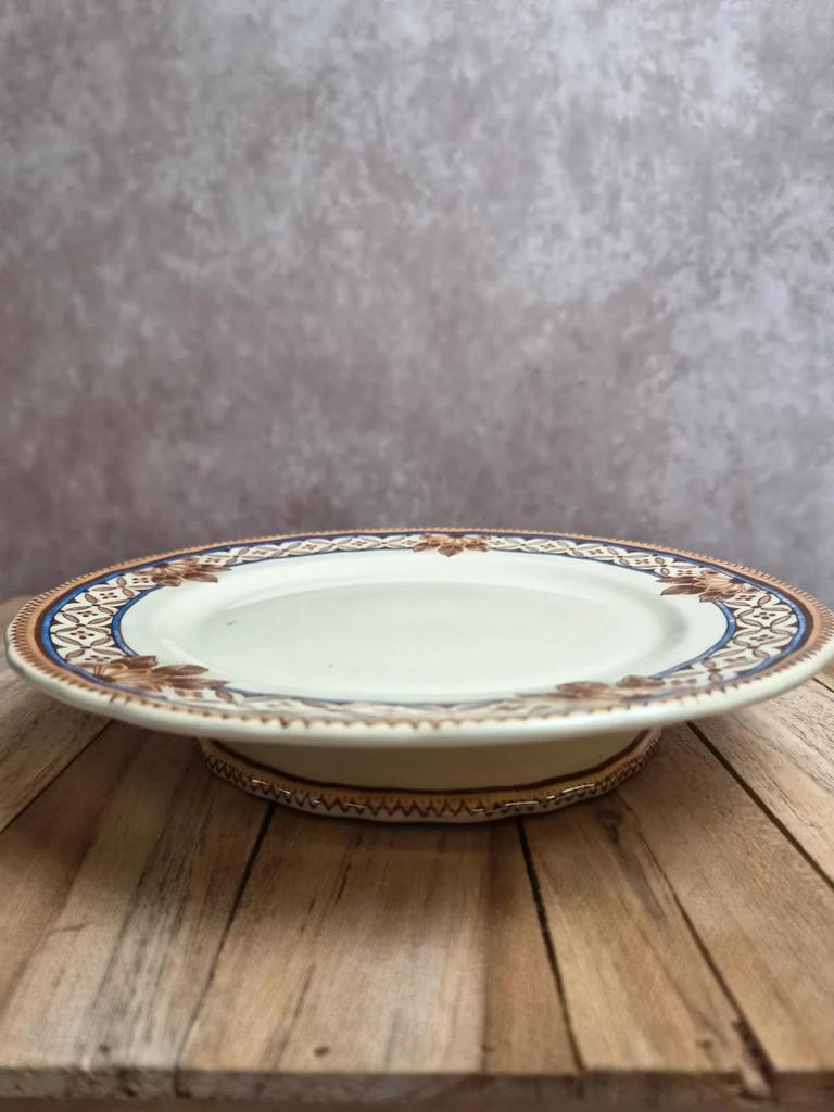 Compotier ancien Creil et Montereau B & Cie – faïence fine polychrome Xixe