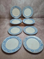 Assiettes terre de fer anglaises 1872 💙 Émile Bourgeois Grand Dépôt Paris – décor bleu rare – lot 8