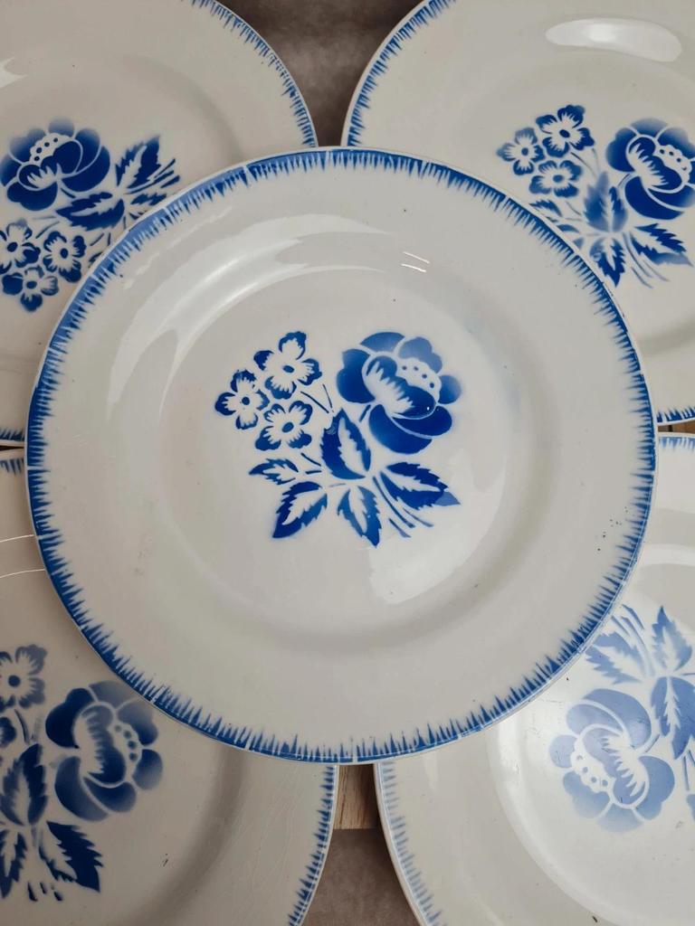 Lot de 10 assiettes plates vintage Digoin Sarreguemines modèle Simone Egp bleu 💙