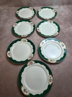 Lot 7 assiettes plates Digoin Sarreguemines Champagne – Porcelaine opaque vintage