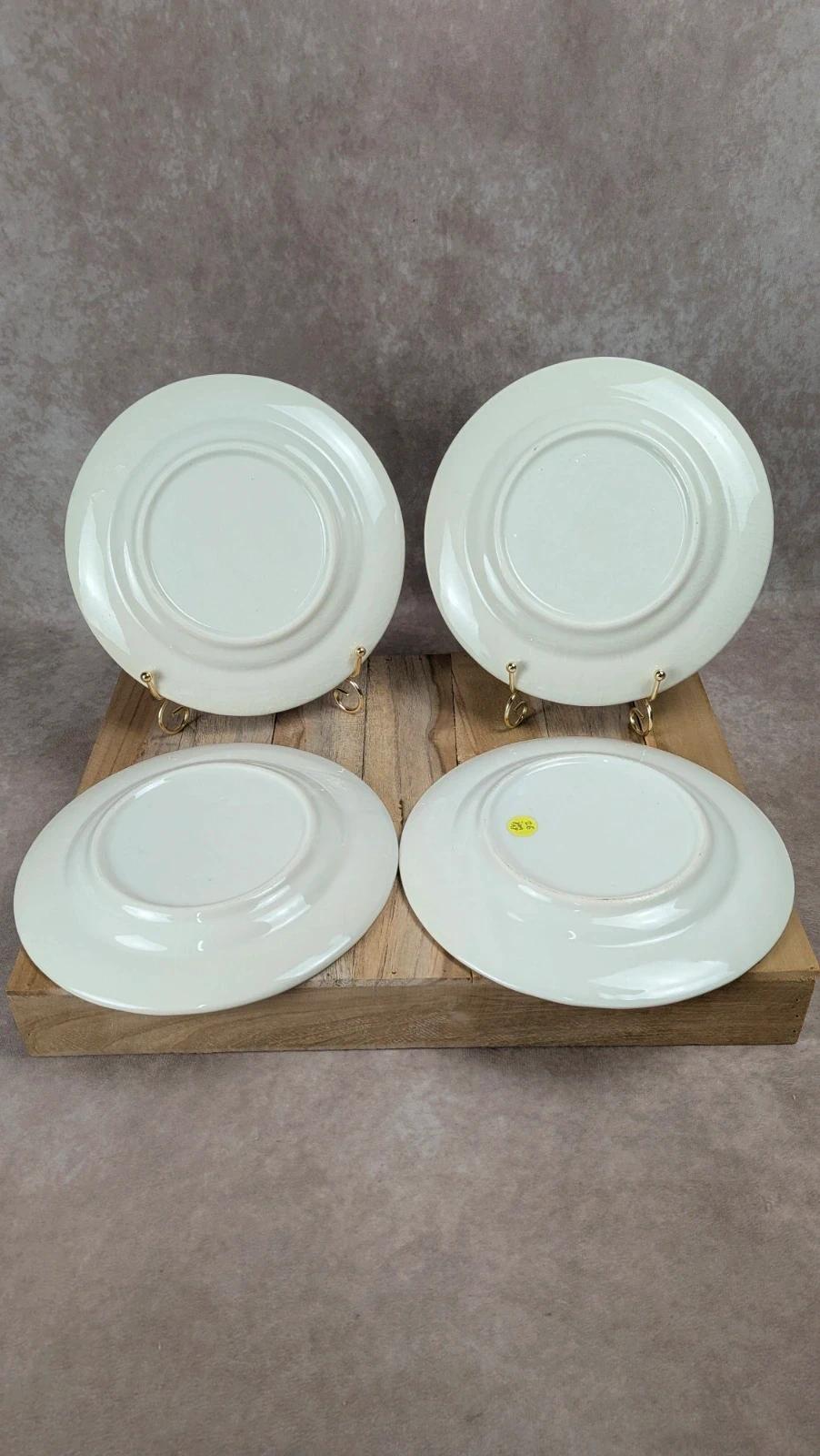Lot de 4 assiettes à dessert décor village anglais – bleu & blanc