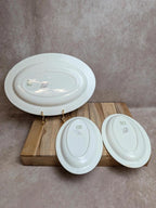 Lot de 3 plats ovales Opaceline Salins liseré doré vintage