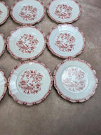 Lot de 12 assiettes plates Seltmann Weiden Bavaria Theresia rouge