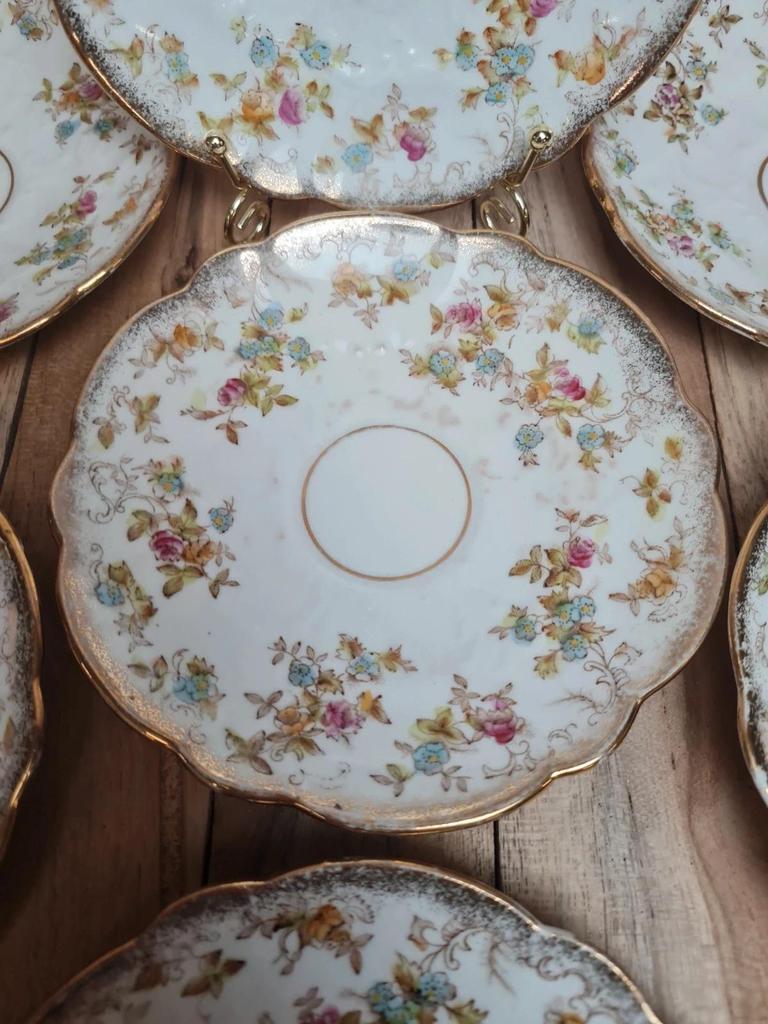 Lot de 7 coupelles anciennes porcelaine anglaise décor floral doré 🌸