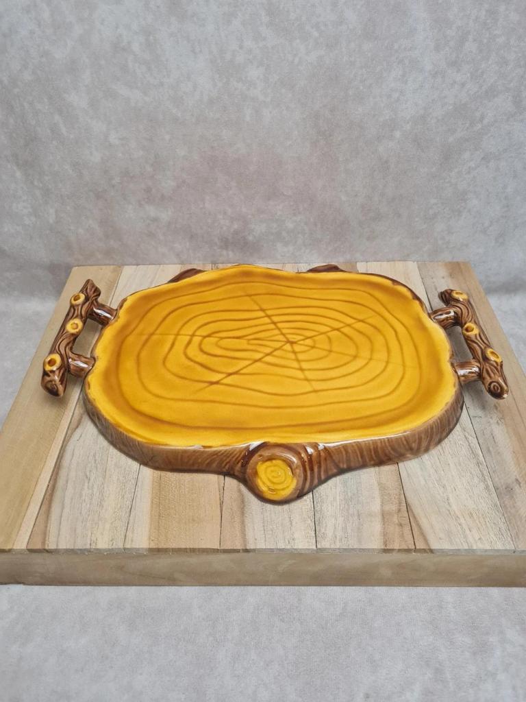 Dessous de plat vintage Vallauris A.ferlay céramique décor tronc d’arbre