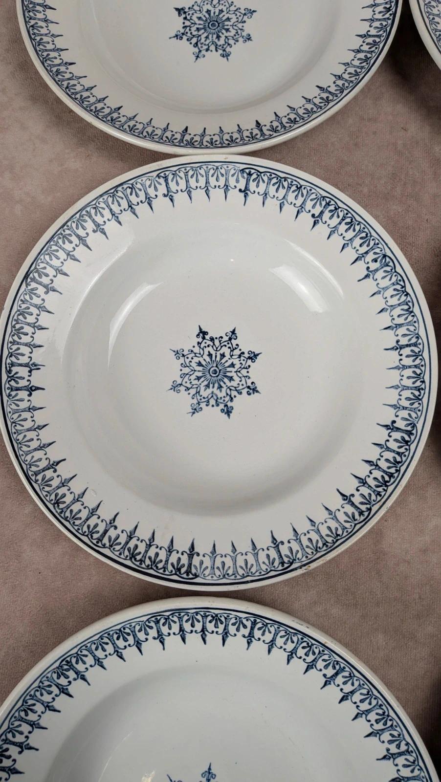 Lot de 6 assiettes creuses vintage Primax décor bleu classique