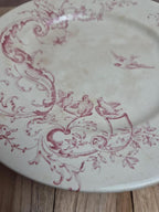 Plat sur pied ancien décor oiseaux – attribué Jules Vieillard Bordeaux – terre de fer ivoire