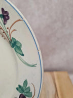 Assiette Gien ancienne décor floral violet 💜 terre de fer style campagne