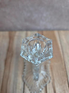 Bougeoir ancien en verre moulé pressé – décor Art déco