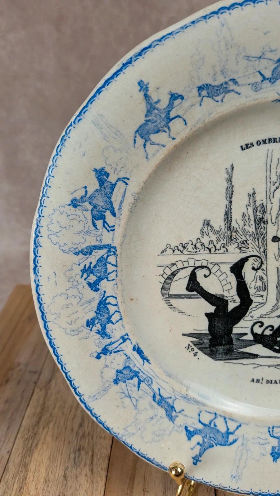 Assiette parlante ancienne Creil & Montereau – Les Ombres Chinoises n°4