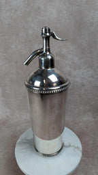 Ancien siphon à soda en métal argenté