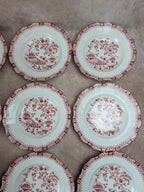 Lot de 12 assiettes creuses Seltmann Weiden Bavaria Theresia rouge