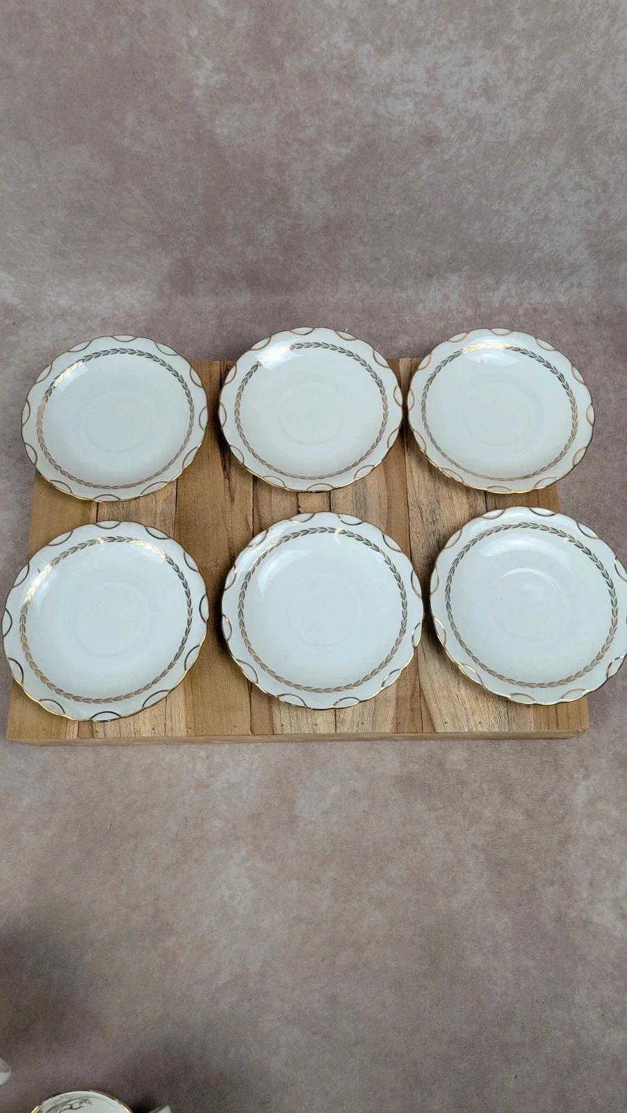 Lot de 6 tasses Gien Yokohama & 6 soucoupes M&s – porcelaine française