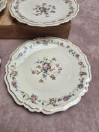 Lot de 6 assiettes plates anciennes Limoges Lucien Michelaud – décor floral