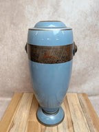 Vase Art Déco Maurice Pinon Tours céramique bleue décor stylisé