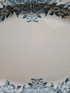 Plat ovale ancien terre de fer Alice Boch Frères Keramis Bkf décor bleu Art Nouveau