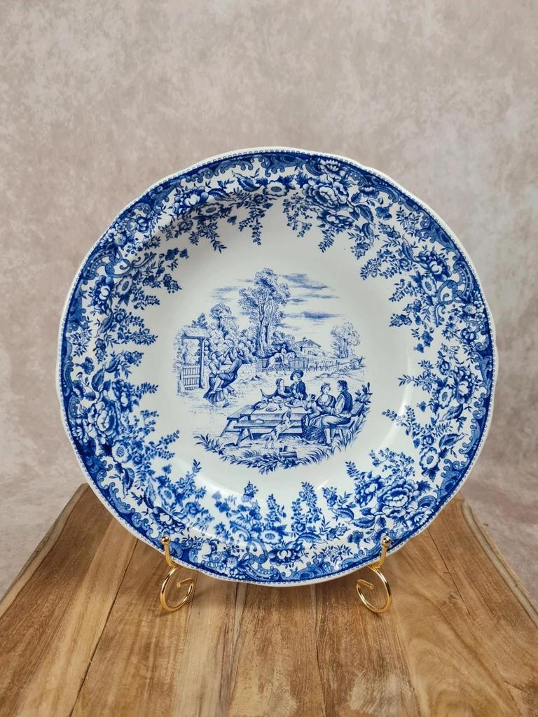 Grand saladier Kg Lunéville – Modèle Toile de Jouy – Spécial Grand Feu 🇫🇷