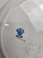 Assiette ancienne anglaise Crescent Ware Empire England décor bleu guirlandes