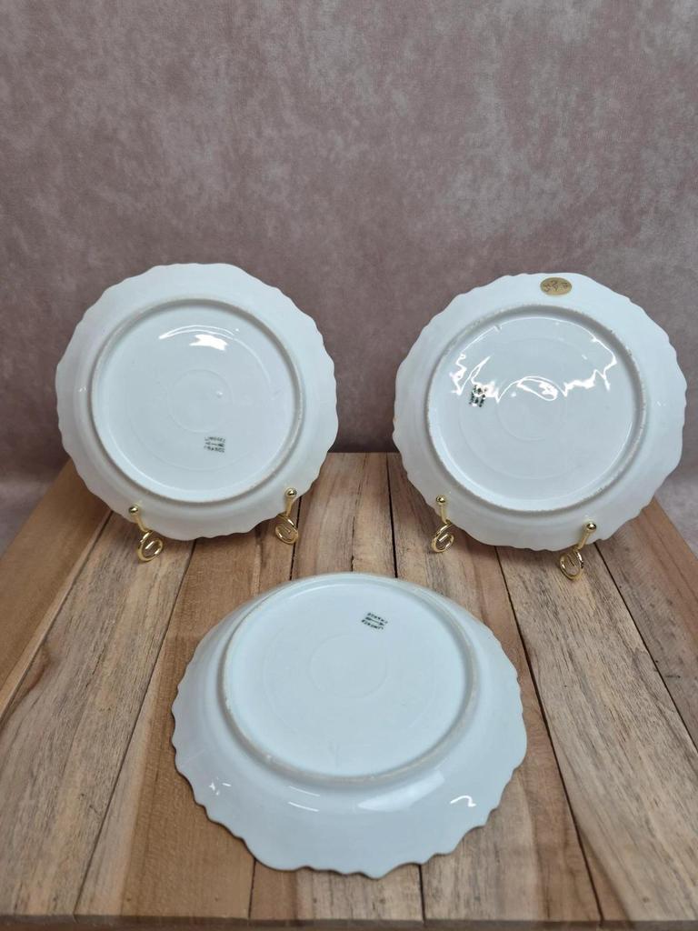 Lot de 3 coupelles anciennes en porcelaine de Limoges décor floral peint main doré 🌸