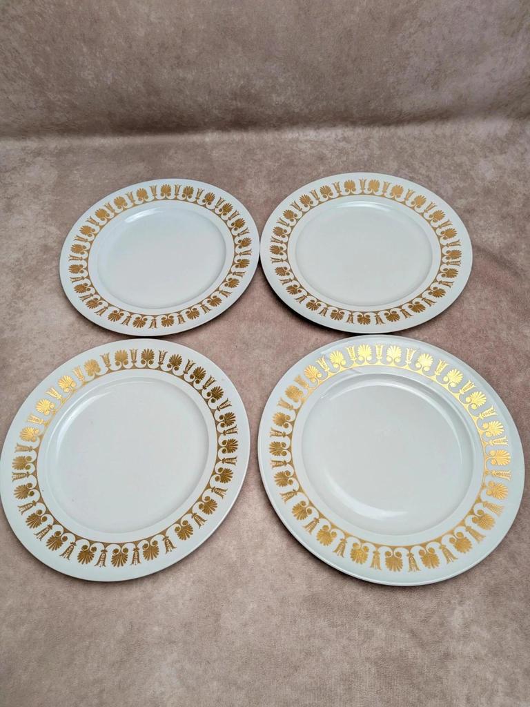 Lot de 4 assiettes plates Limoges dorure