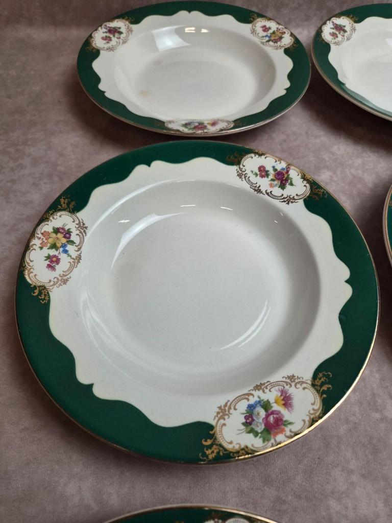 7 assiettes creuses Digoin Sarreguemines Champagne – Porcelaine opaque – Terre de fer vintage