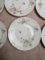 lot de 12 assiettes à dessert en porcelaine de Limoges Gda France – décor floral