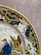 Assiette ancienne Terre de fer Creil – Le Garde de chasse – Polychrome Xixe