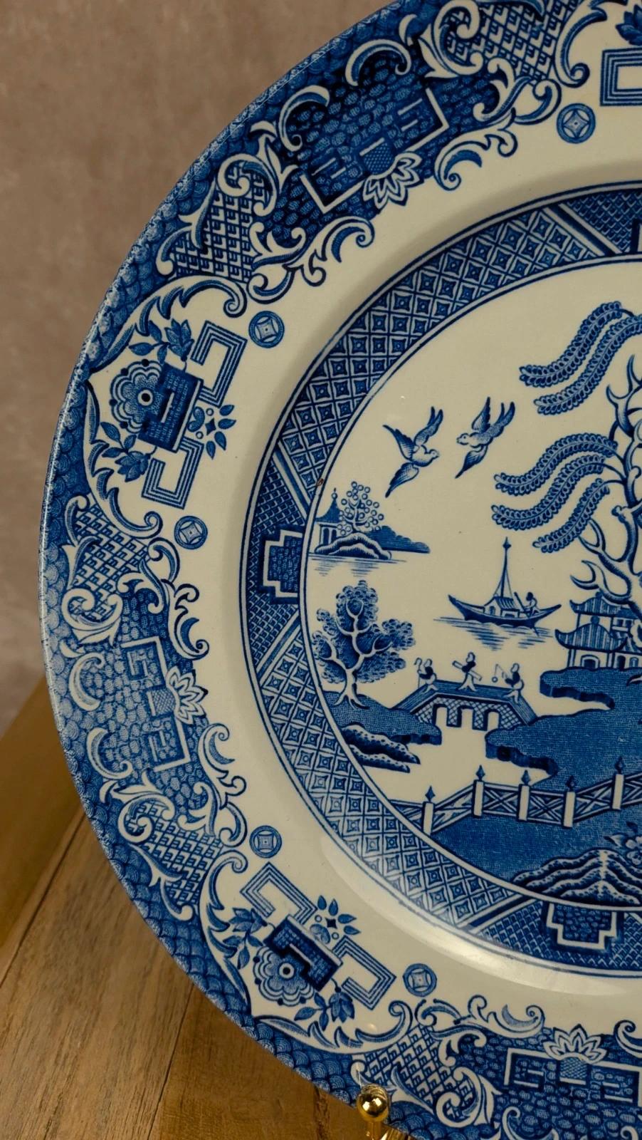 Assiette anglaise Old Willow bleu blanc