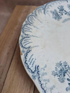 Compotier ancien terre de fer Saint-amand & Hamage – modèle Régence bleu