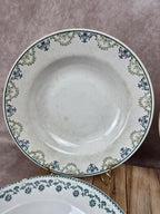 Lot de 6 assiettes creuses dépareillées vintage Terre de Fer & faïence ancienne