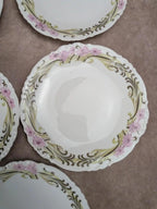 Lot de 5 assiettes à dessert Limoges en porcelaine décor Art nouveau