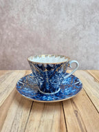 Tasse et soucoupe Imperial Porcelain Saint-pétersbourg cobalt et dorure Russie