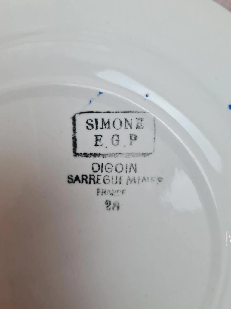 Lot de 10 assiettes plates vintage Digoin Sarreguemines modèle Simone Egp bleu 💙