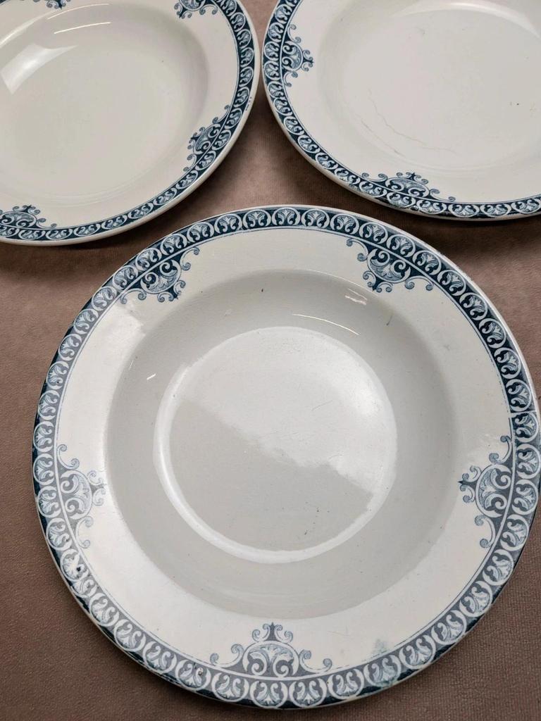 Lot de 9 assiettes creuses Terre de Fer St Amand modèle Andrinople