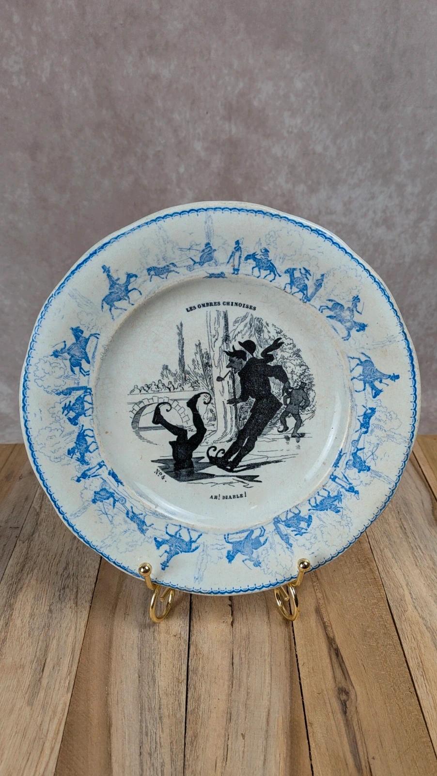Assiette parlante ancienne Creil & Montereau – Les Ombres Chinoises n°4
