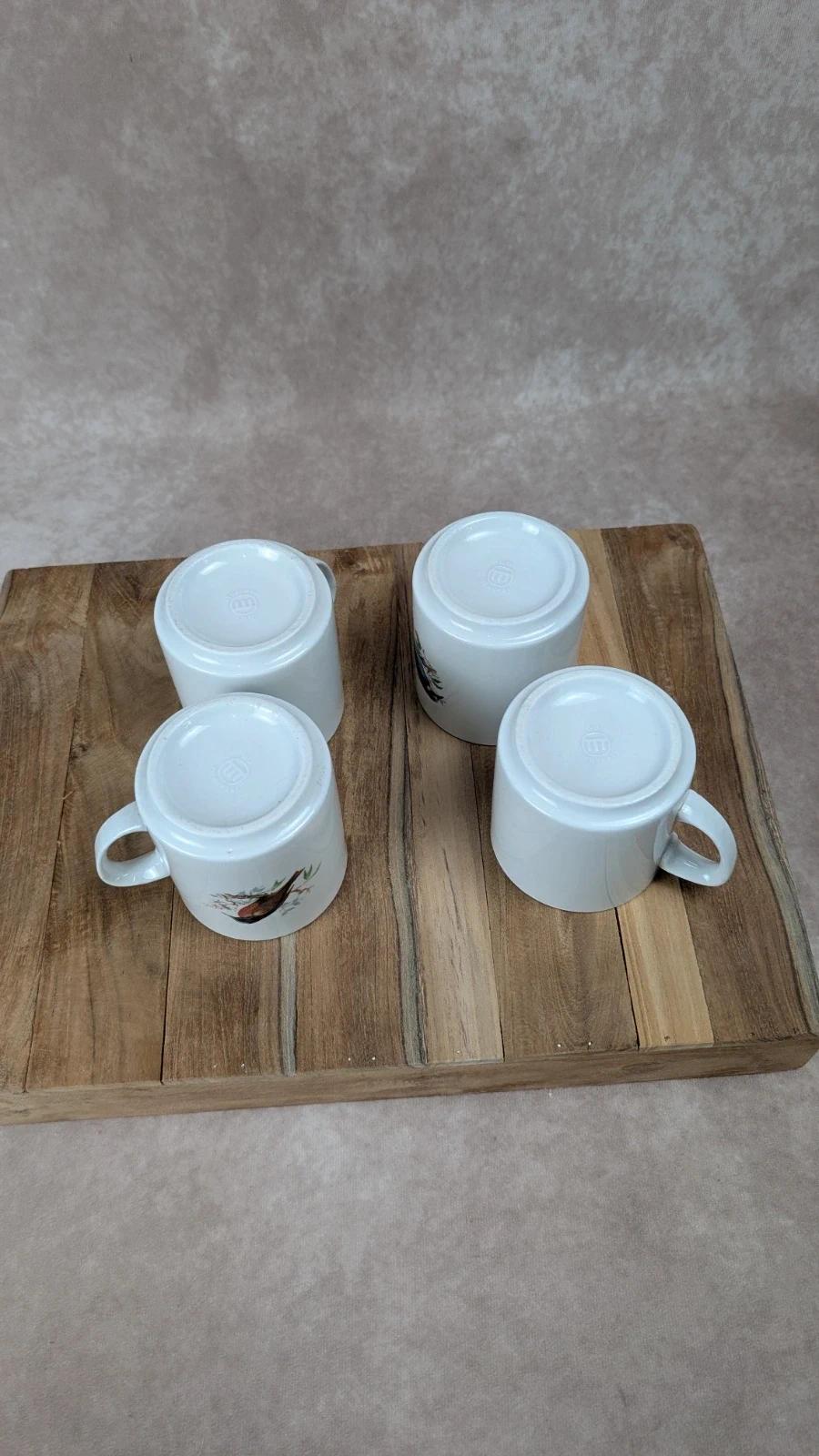 Lot de 4 tasses vintage monopoli – motifs oiseaux