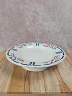 Compotier sur pied ancien Gien – Décor floral bleu & rouge