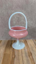 Coupe panier en opaline rose vintage avec anse 🌸