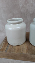 Deux pots anciens en grès blanc Lar Lagny – déco vintage campagne 🏺🤍