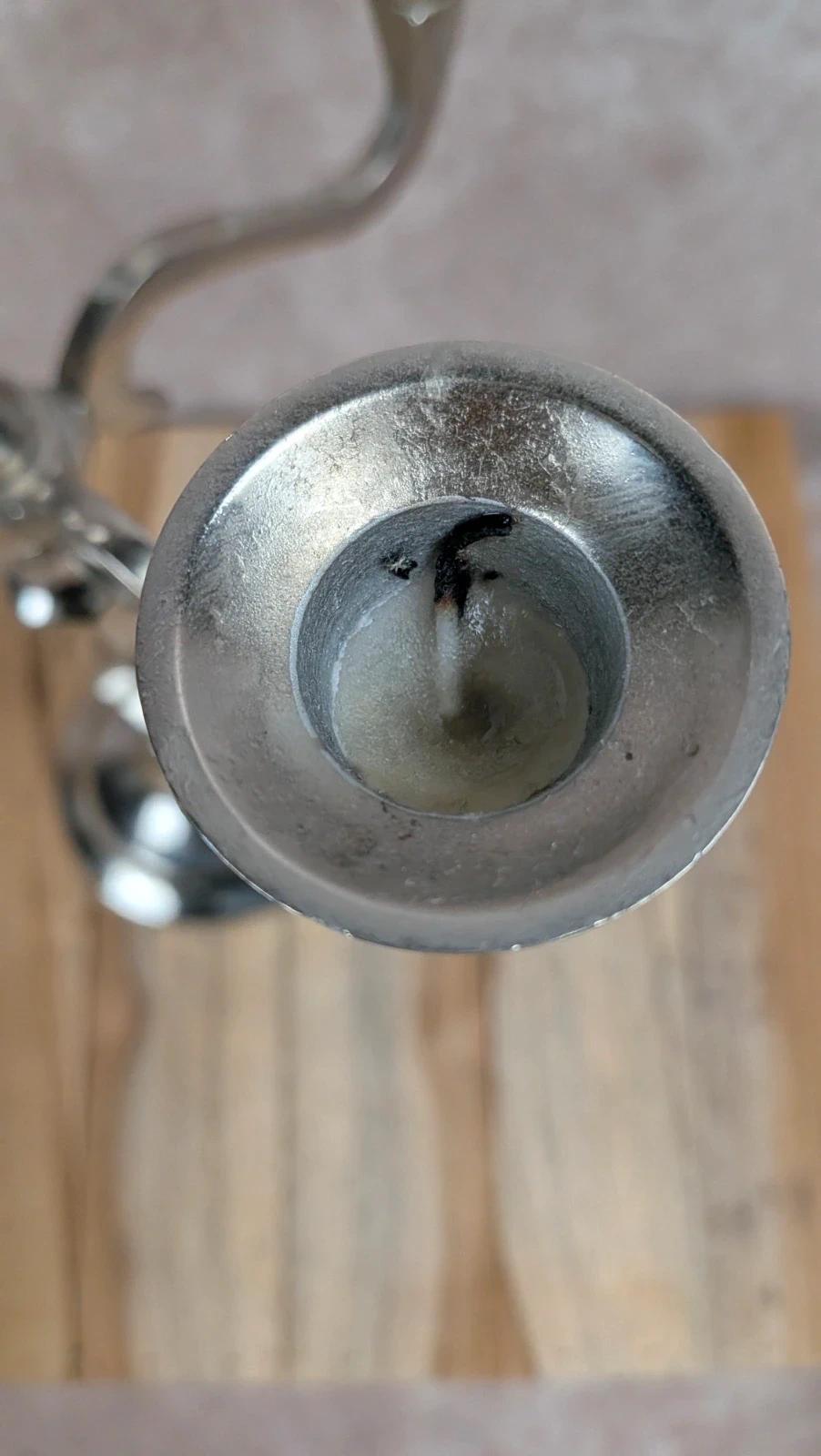 Chandelier vintage 5 branches en métal argenté