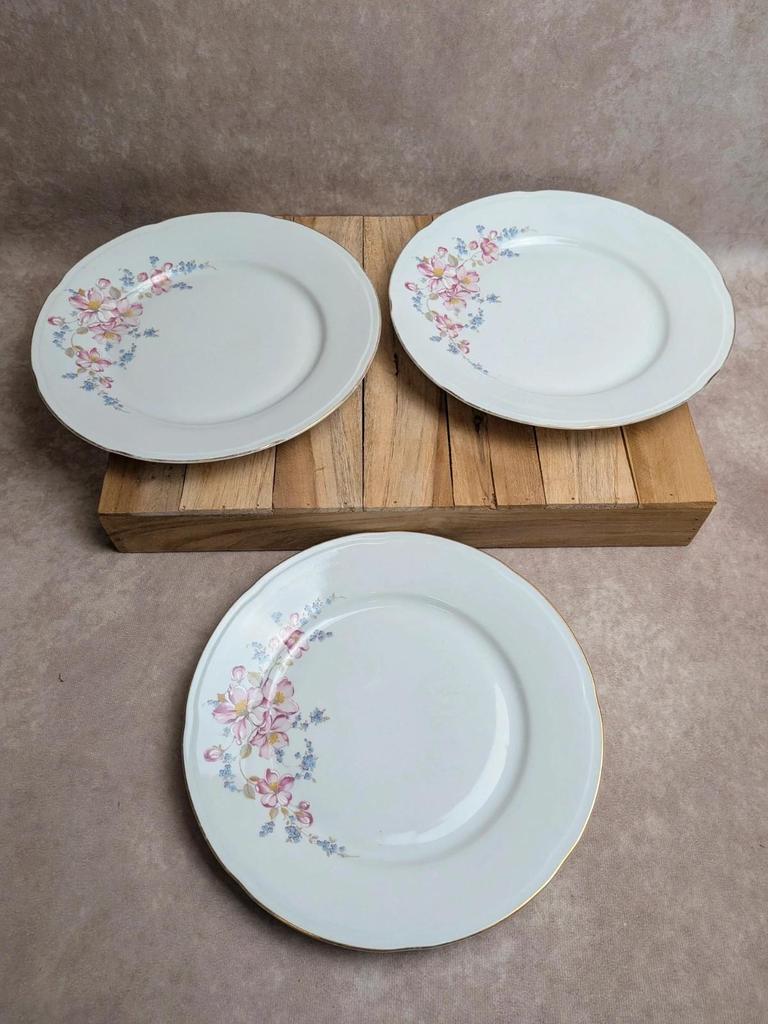 Lot de 3 assiettes plates vintage en porcelaine Jugoporcelan – Yougoslavie