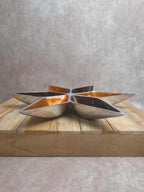 Grande coupe étoile vintage en aluminium émaillé orange et brun