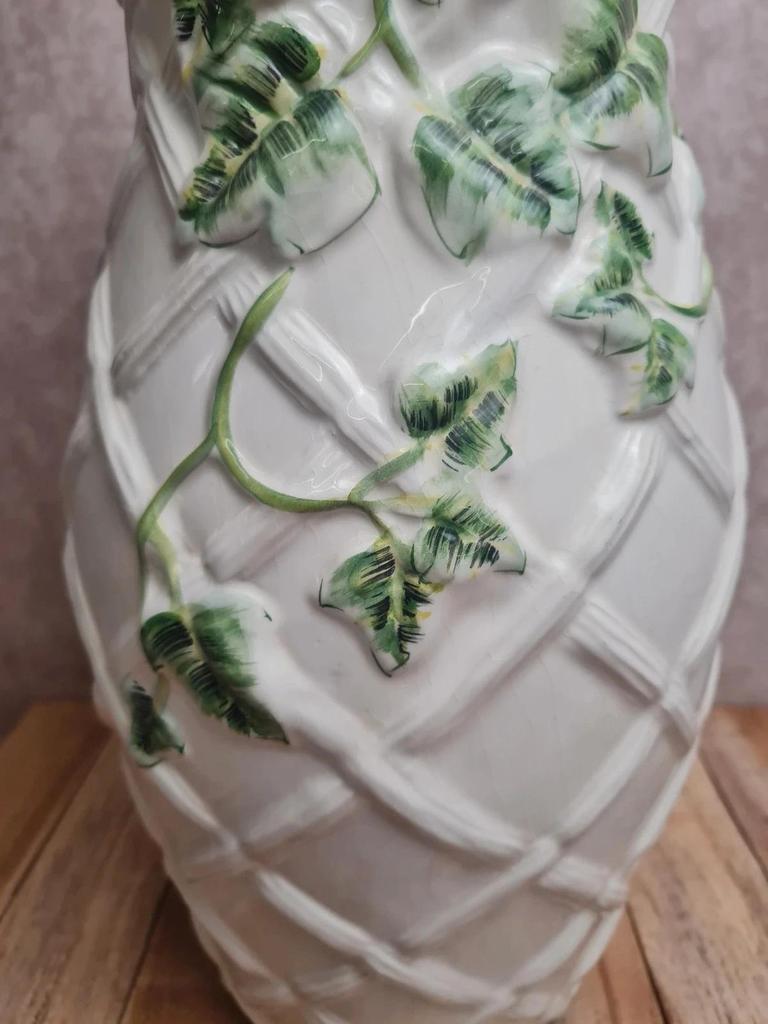 Grand vase vintage portugais Fg 🌿 Vase trompe-l’œil décor lierre en relief 🌿