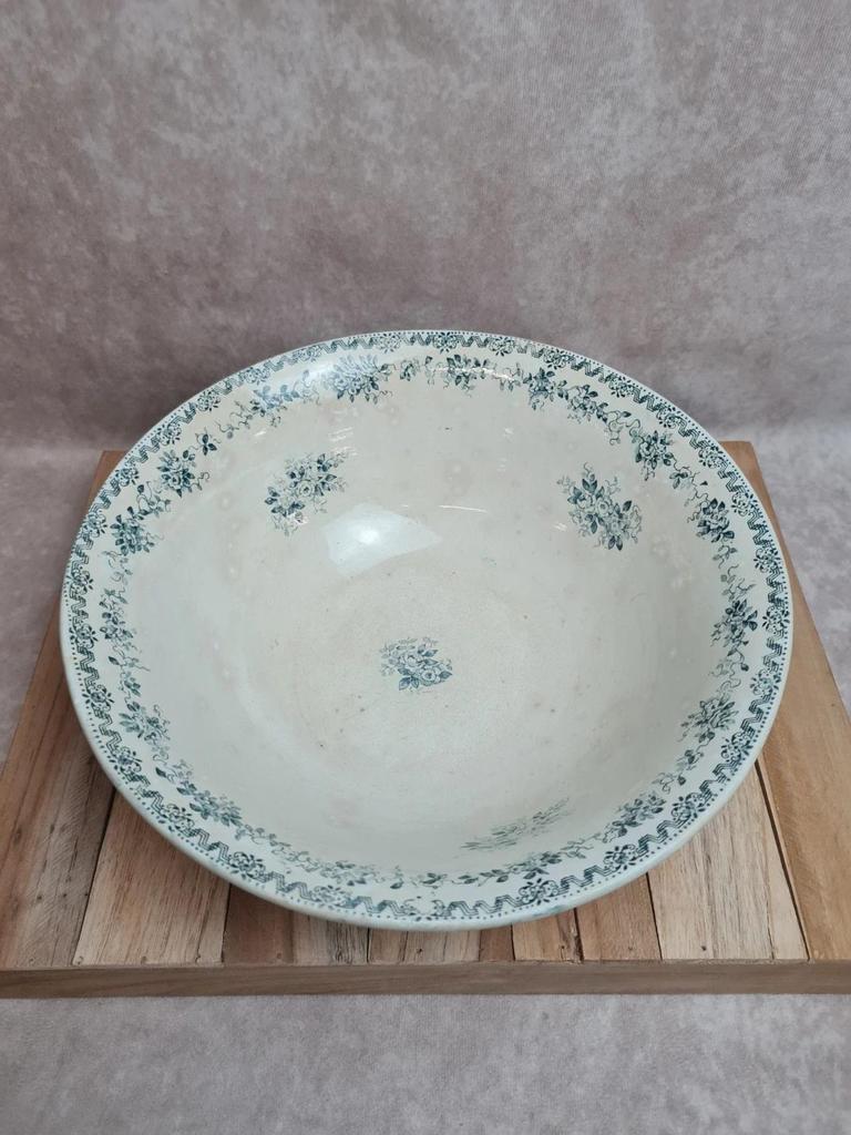 Saladier ancien Saint-amand “argenton” décor vert – faïence vintage 🍃