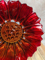 Assiette vintage en verre rouge ambré