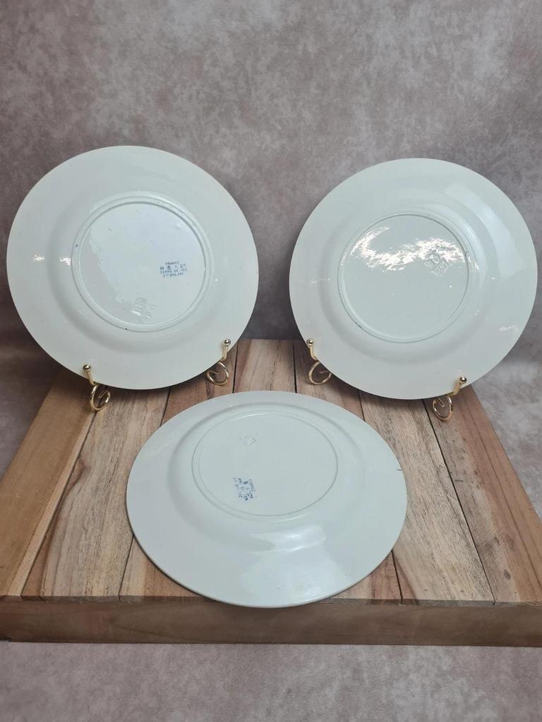 Lot de 3 assiettes à dessert Terre de Fer Hb & Cie – Service Balzac bleu 💙