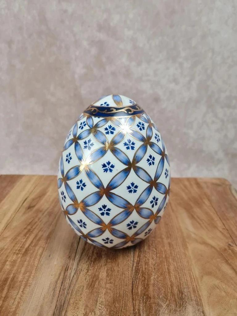 🩵 Œuf décoratif en porcelaine “paris Royal” peint à la main 🩵