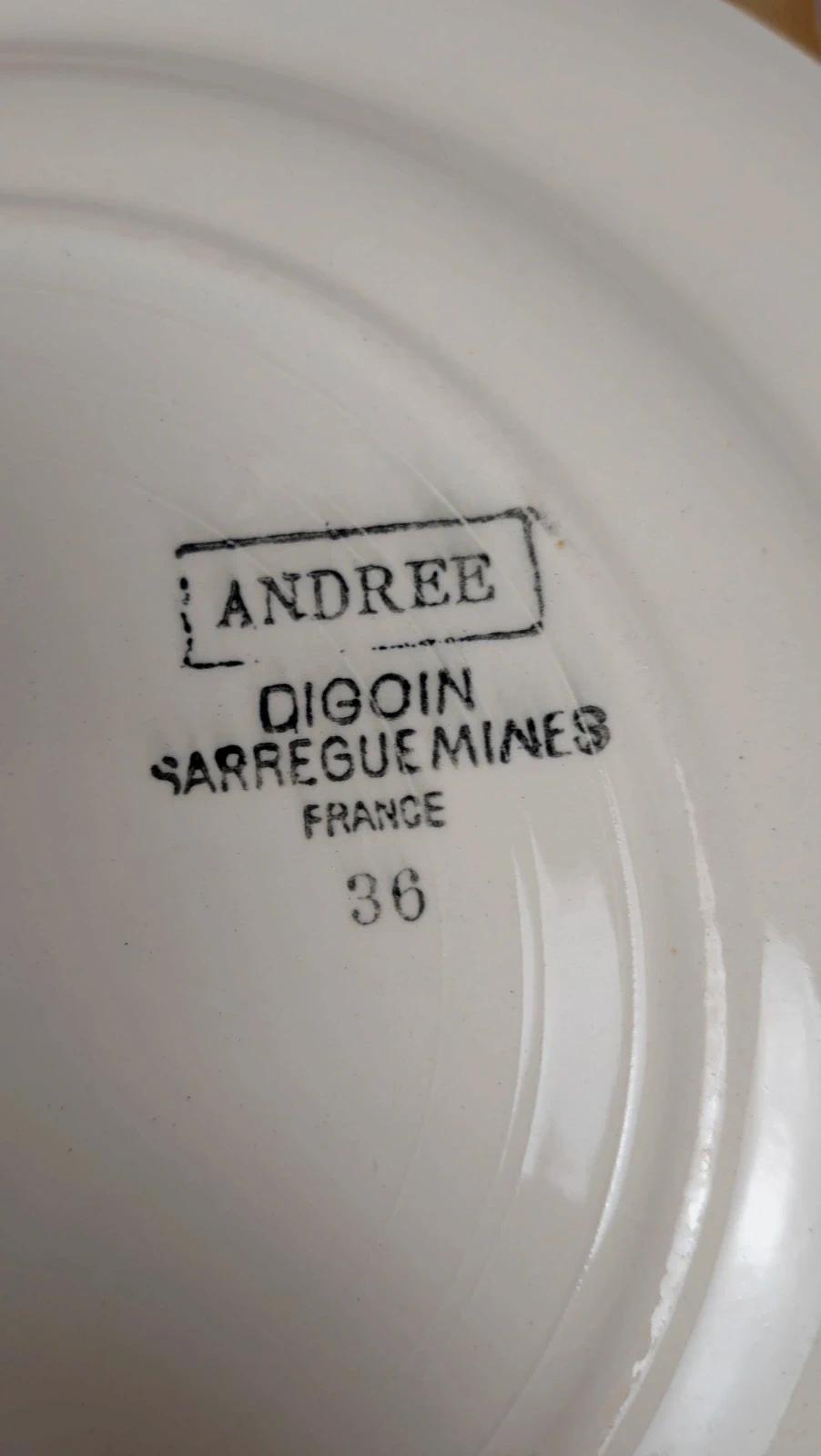 Lot de 4 assiettes plates vintage Sarreguemines – modèle Andrée