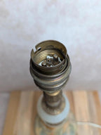 Pied de lampe vintage en onyx et laiton